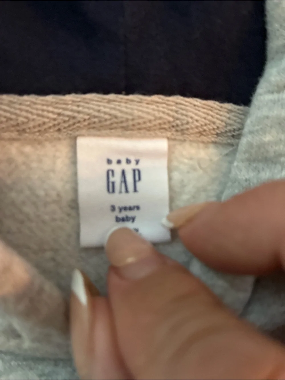 GAP Light Gray Kids Hoodie with Navy Logo